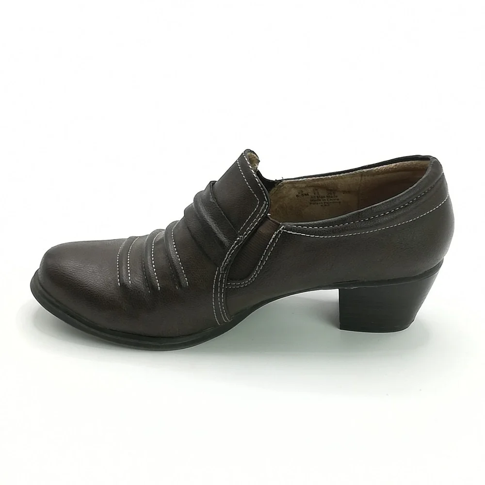 Naturalizer Shoes Womens Ankle Bootie Kaz Slip-On‎ Heeled Brown Faux Leather 6.5